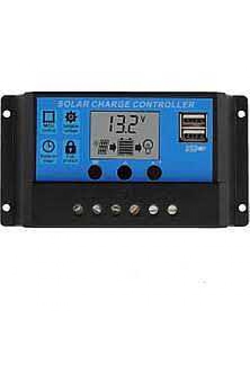 Hightek 12V/24V 10A Solar Şarj Kontrol Cihazı PWM Akü Şarj Regülatörü LCD Ekranlı