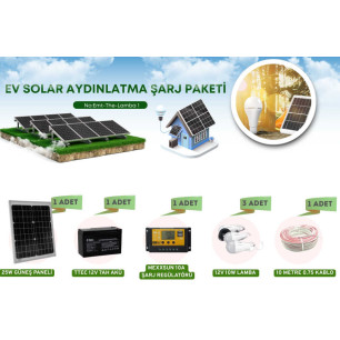 Kamp ve Piknik için Solar Güneş Enerjili Lamba ve Şarj Seti