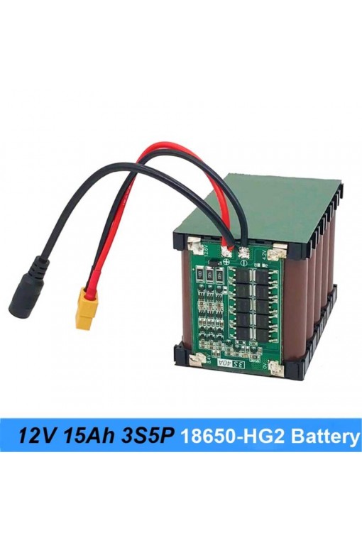 LG HG2 12v 15000mah 3S5P 18650 Li-ion 3S 30A BMS Devreli Pil Kablolu