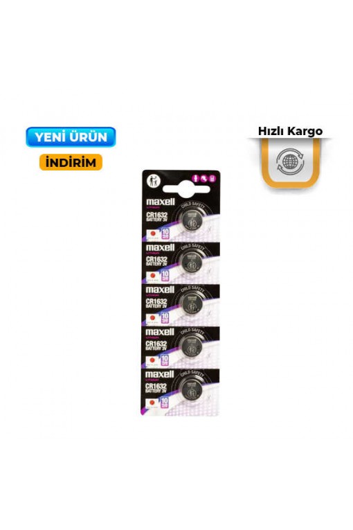 Maxell CR1632 3V Lityum Düğme Pil 5'li