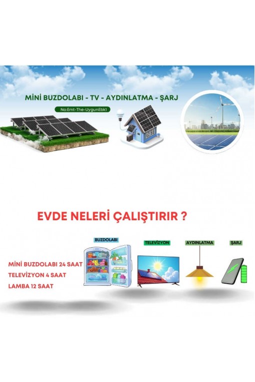 Mini buzdolabı, LED TV, aydınlatma Güneş Enerji Sistemi Mini buzdolabı, LED TV, aydınlatma Güneş Enerji Sistemi