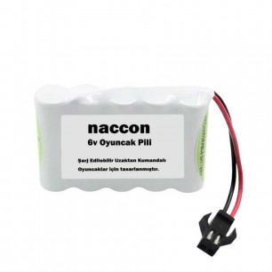 Naccon 6V 1000mAh Siyah Soketli Şarjlı Oyuncak Pili AA Kalem Pilli