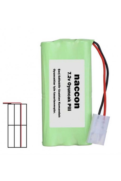 Naccon 7.2V 1000mAh Ucuca Tamiya Soketli Şarjlı Oyuncak Pili 6lı AA Kalem Pilli