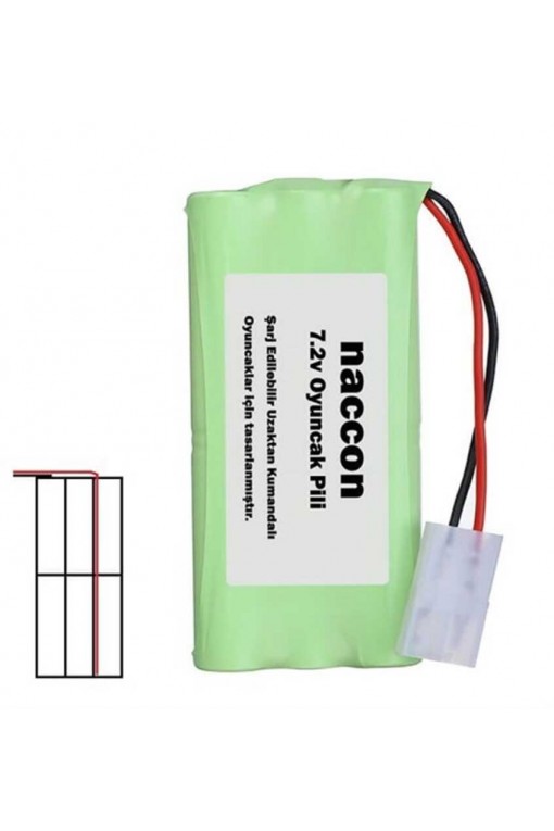 Naccon 7.2V 1800mAh Ucuca Tamiya Soketli Şarjlı Oyuncak Pili AA Kalem Pilli
