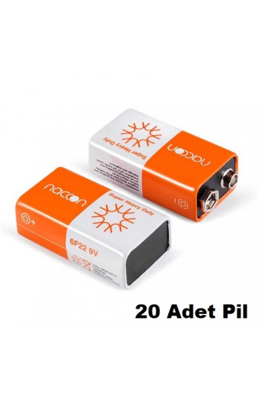 Naccon 9v Çinko Karbon Pil 20li Shrink Ambalaj