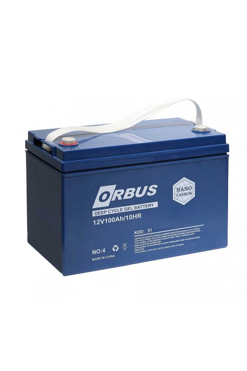 ORBUS 12V 100Ah Derin Deşarjlı Jel Akü | Solar, Karavan ve Marin Aküsü