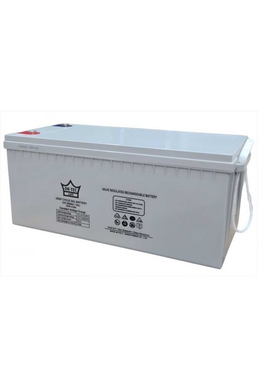 Ortec 12 Volt 200 Amper Jel Akü – Solar, Karavan, Tekne ve Off Grid Kullanım İçin