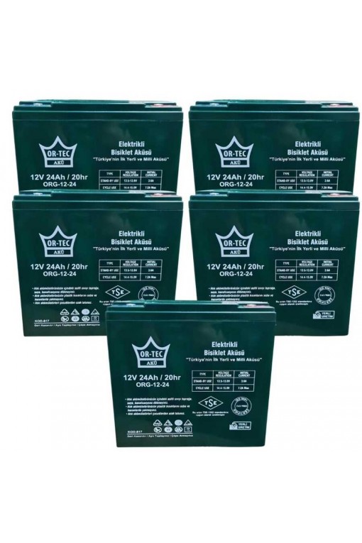 Ortec 12V 24AH Elektrikli Motosiklet Aküsü 5'li Set