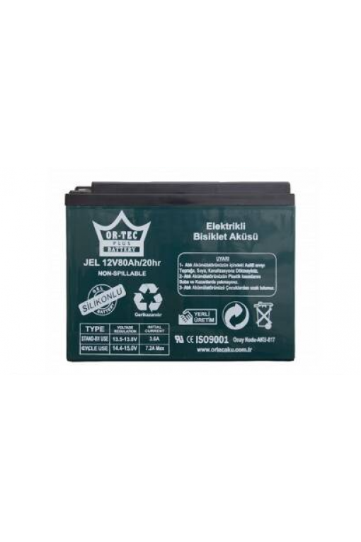 Ortec 12v 80ah Jel Elektrikli Bisiklet Aküsü Yatık