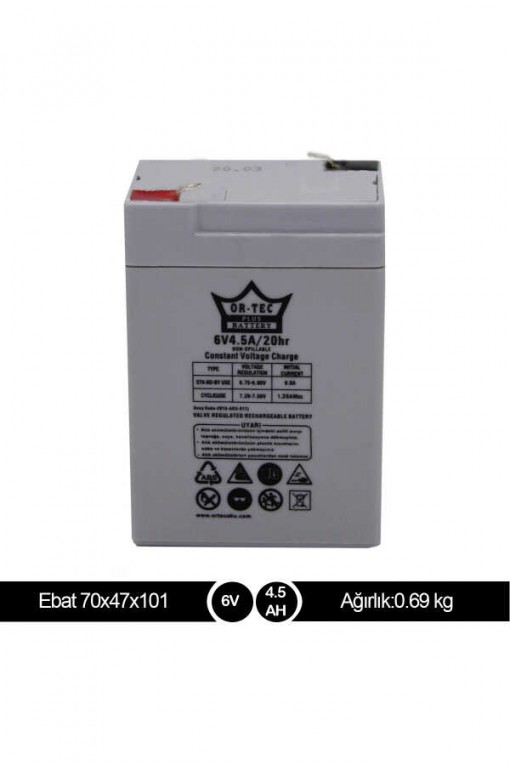 Ortec 6V 4.5A Bakımsız Kuru Akü (Işıldak, Terazi ve Elektronik Kasa Sistemi Aküsü) Ortec 6V 4.5A Bakımsız Kuru Akü (Işıldak, Terazi ve Elektronik Kasa Sistemi Aküsü)