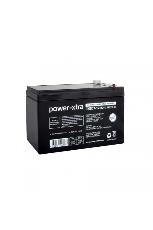 Power-Xtra 12V 7Ah F1 Pin Bakımsız Kuru Akü UPS Alarm Oyuncak Araba Aküsü 2026 Üretimi