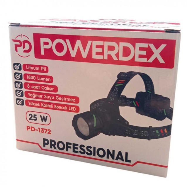 Powerdex PD-1372 25W Şarjlı Kafa Lambası