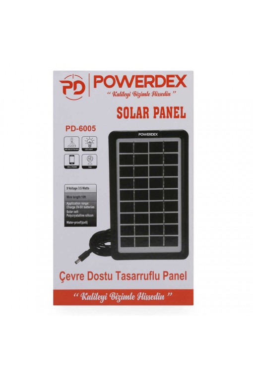 Powerdex PD-6005 9V 3.5W Güneş Paneli Solar Powerdex PD-6005 9V 3.5W Güneş Paneli Solar