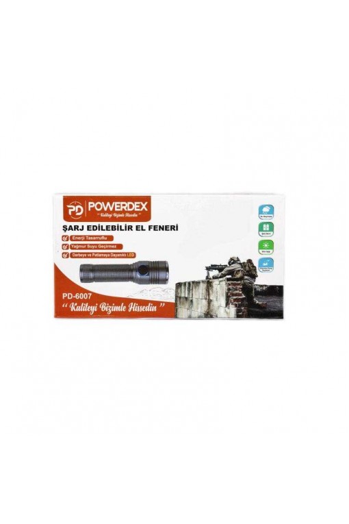 Powerdex PD-6007 Şarjlı Waterprof El Feneri