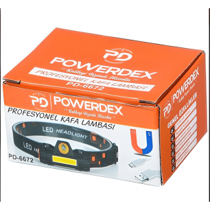 Powerdex PD-6672 Şarjlı Mıknatıslı Su Geçirmez Kafa Lambası