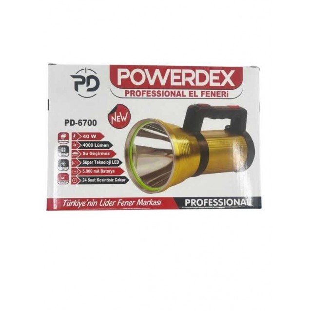 Powerdex PD-6700 40W 4000 Lümen Şarjlı El Feneri