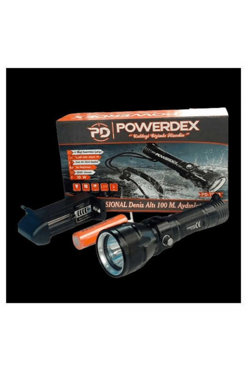 Powerdex PD-7900 Şarjlı Su Altı Dalış El Feneri 10W 2000 Lümen Powerdex PD-7900 Şarjlı Su Altı Dalış El Feneri 10W 2000 Lümen