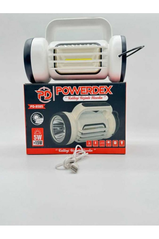 Powerdex PD-8585 Çift Işıklı Solar Şarjlı El Feneri ve Kamp Lambası