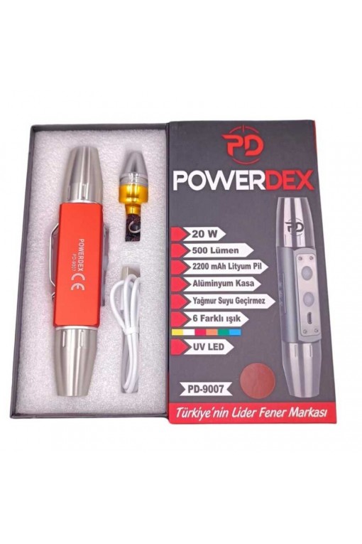 Powerdex PD-9007 Çift Uçlu 6 Işıklı 20W 500 Lümen UV El Feneri