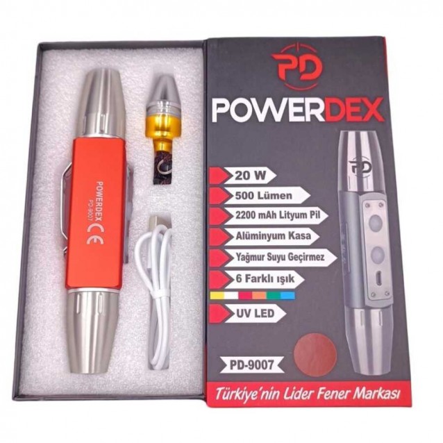 Powerdex PD-9007 Çift Uçlu 6 Işıklı 20W 500 Lümen UV El Feneri