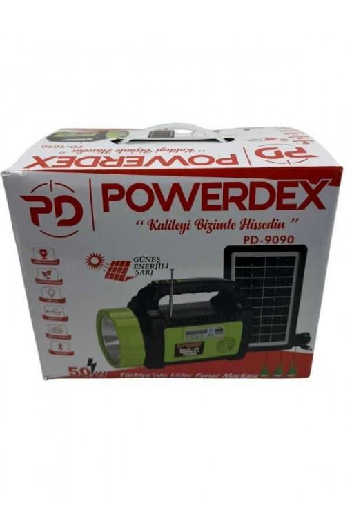 Powerdex Pd-9090 50W Güneş Enerjili Şarj Radyolu Avcı Kamp Feneri Powerdex Pd-9090 50W Güneş Enerjili Şarj Radyolu Avcı Kamp Feneri