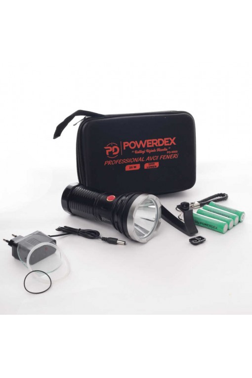 Powerdex PD-9900 Şarj Edilebilir Pilli Profesyonel Avcı El Feneri 25W