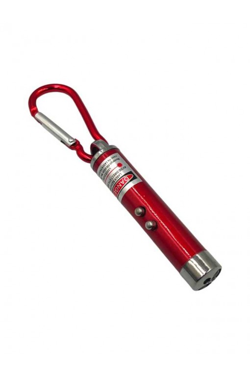 Powerdex Üçü Bir Arada Fener Lazer Gece Işığı Anahtar Zinciri Pilli Kırmızı (PD-4872)