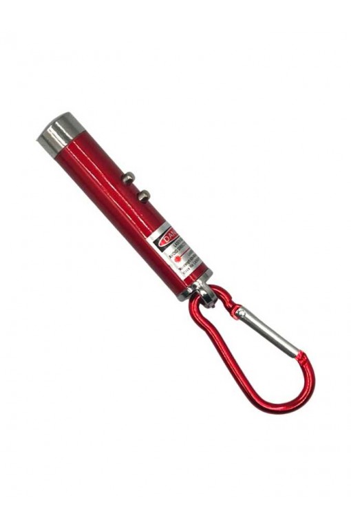 Powerdex Üçü Bir Arada Fener Lazer Gece Işığı Anahtar Zinciri Pilli Kırmızı (PD-4872)