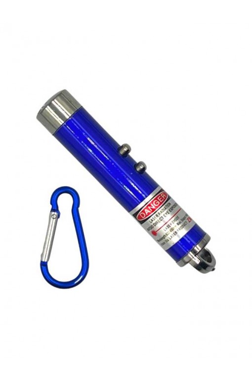 Powerdex Üçü Bir Arada Fener Lazer Gece Işığı Anahtar Zinciri Pilli Mavi (PD-4872)