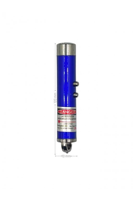 Powerdex Üçü Bir Arada Fener Lazer Gece Işığı Anahtar Zinciri Pilli Mavi (PD-4872)