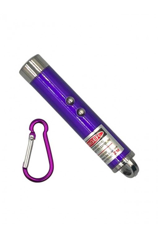 Powerdex Üçü Bir Arada Fener Lazer Gece Işığı Anahtar Zinciri Pilli Mor (PD-4872)