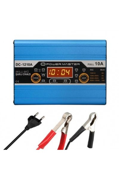 Powermaster DC-1210A 12 Volt Max 10 Amper Digital Ekranlı Akıllı Akü Şarj Cihazı Powermaster DC-1210A 12 Volt Max 10 Amper Digital Ekranlı Akıllı Akü Şarj Cihazı
