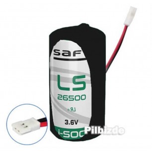 Saft LS26500 Doğalgaz ve Su sayaç için 3.6v Lityum Soketli Pil Made in France
