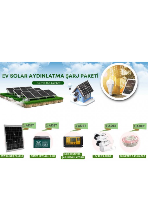 Solar Aydınlatma ve Cep Telefonu Şarj Seti Güneş Enerjili