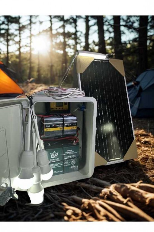 Taşınabilir Solar Güneş Enerjili TV-3 LAmba ve USB Cep Telefonu Şarj Sistemi