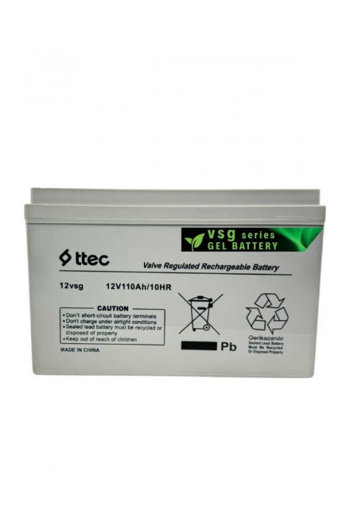 TTEC 12V 110Ah Jel Akü – Güneş Paneliyle Çalışan Ev Sistemlerine Uyumlu