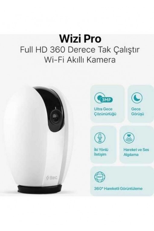 Ttec Wizi Pro Full Hd 360 Derece Tak Çalıştır Wi-Fi Akıllı Kamera Ttec Wizi Pro Full Hd 360 Derece Tak Çalıştır Wi-Fi Akıllı Kamera