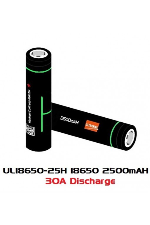 Ultramax 18650 2500mAH 30A Discharge Li-ion Başlıksız Şarj Edilebilir Pil Ultramax 18650 2500mAH 30A Discharge Li-ion Başlıksız Şarj Edilebilir Pil