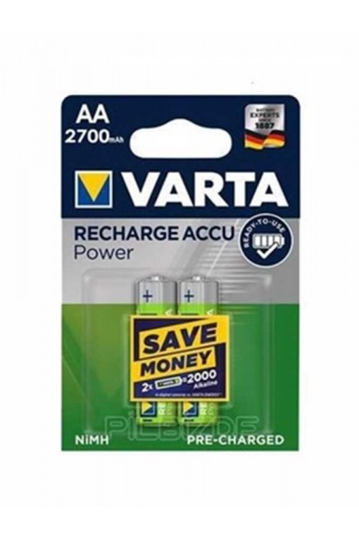 Varta 2700mAH 1.2v AA Şarjlı Kalem Pil 2li Blister Varta 2700mAH 1.2v AA Şarjlı Kalem Pil 2li Blister