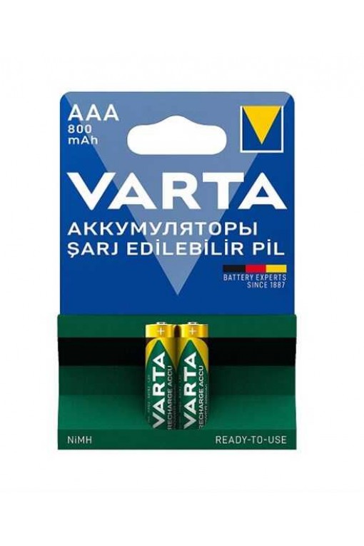 Varta 800mAh AAA Şarj Edilebilir İnce Pil 2'li Blister Varta 800mAh AAA Şarj Edilebilir İnce Pil 2'li Blister