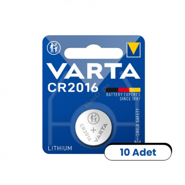 Varta CR2016 3V Lityum Düğme Pil 10 Adet (Blister)