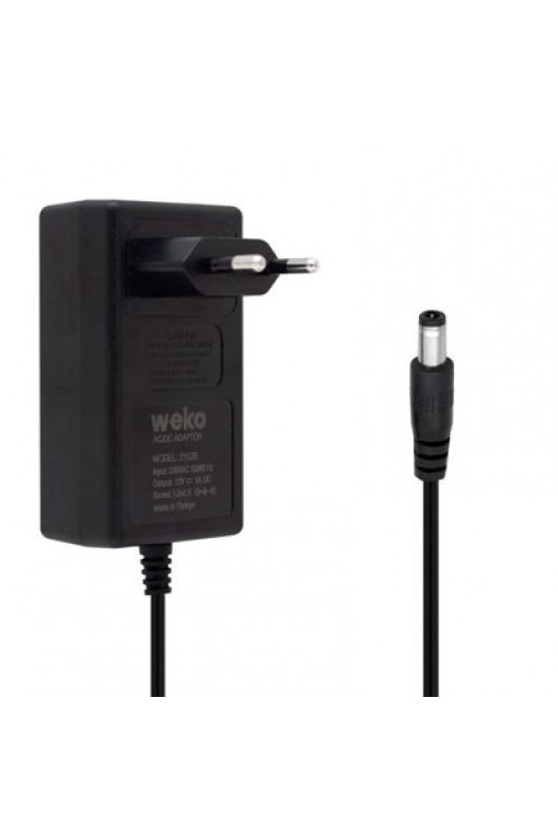 Weko 12 Volt - 1 Amper 5.5*2.5 Uçlu Plastik Işıklı Kasa Priz Tip Adaptör