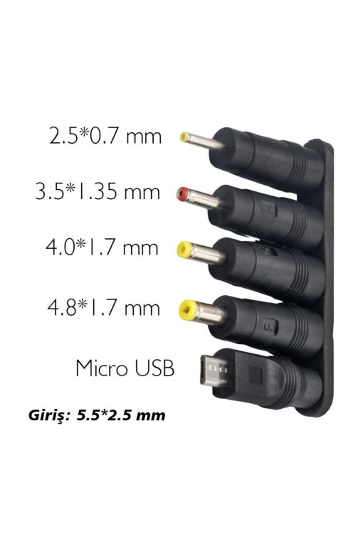WEKO YERLİ ÜRETİM ÇOKLU YEDEK ADAPTÖR UÇ ÇEVİRİCİ (2.5x0.7MM- 4.8x1.7MM- 3.0X1.1MM-4.0X1.7MM- MICRO USB) 0.77