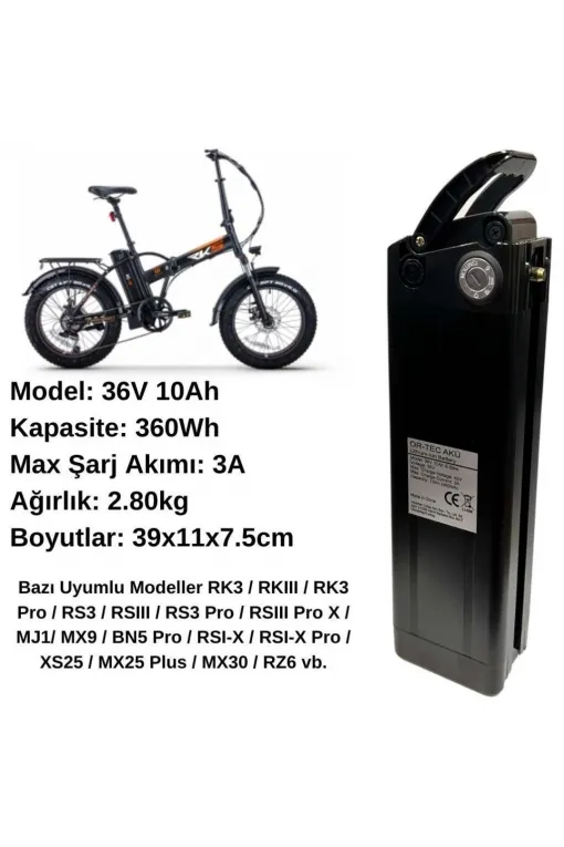 Ortec Rks 36V 10AH Yeni Nesil Elektrikli Bisiklet Bataryası Ortec Rks 36V 10AH Yeni Nesil Elektrikli Bisiklet Bataryası
