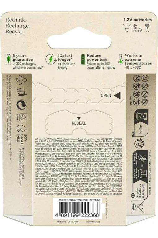 GP ReCyko 950 mAh 1.2 V Ni-MH 6'lı AAA İnce Kalem Şarjlı Pil GP ReCyko 950 mAh 1.2 V Ni-MH 6'lı AAA İnce Kalem Şarjlı Pil